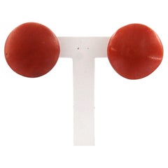 18k rose gold stud earrings set with coral – 4.0 grams