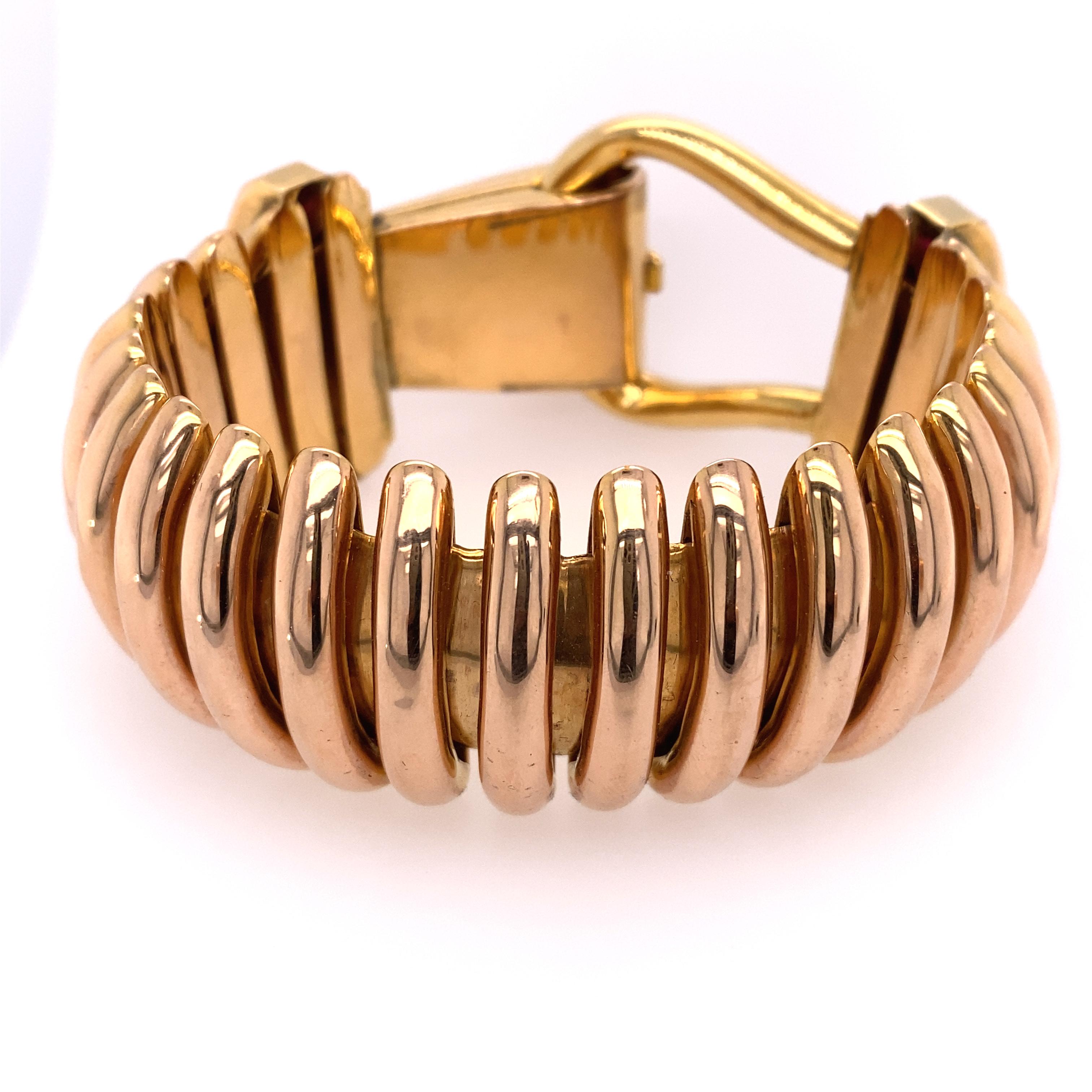 Women's 18k Rose Gold Synthetic Ruby Bracelet For Sale