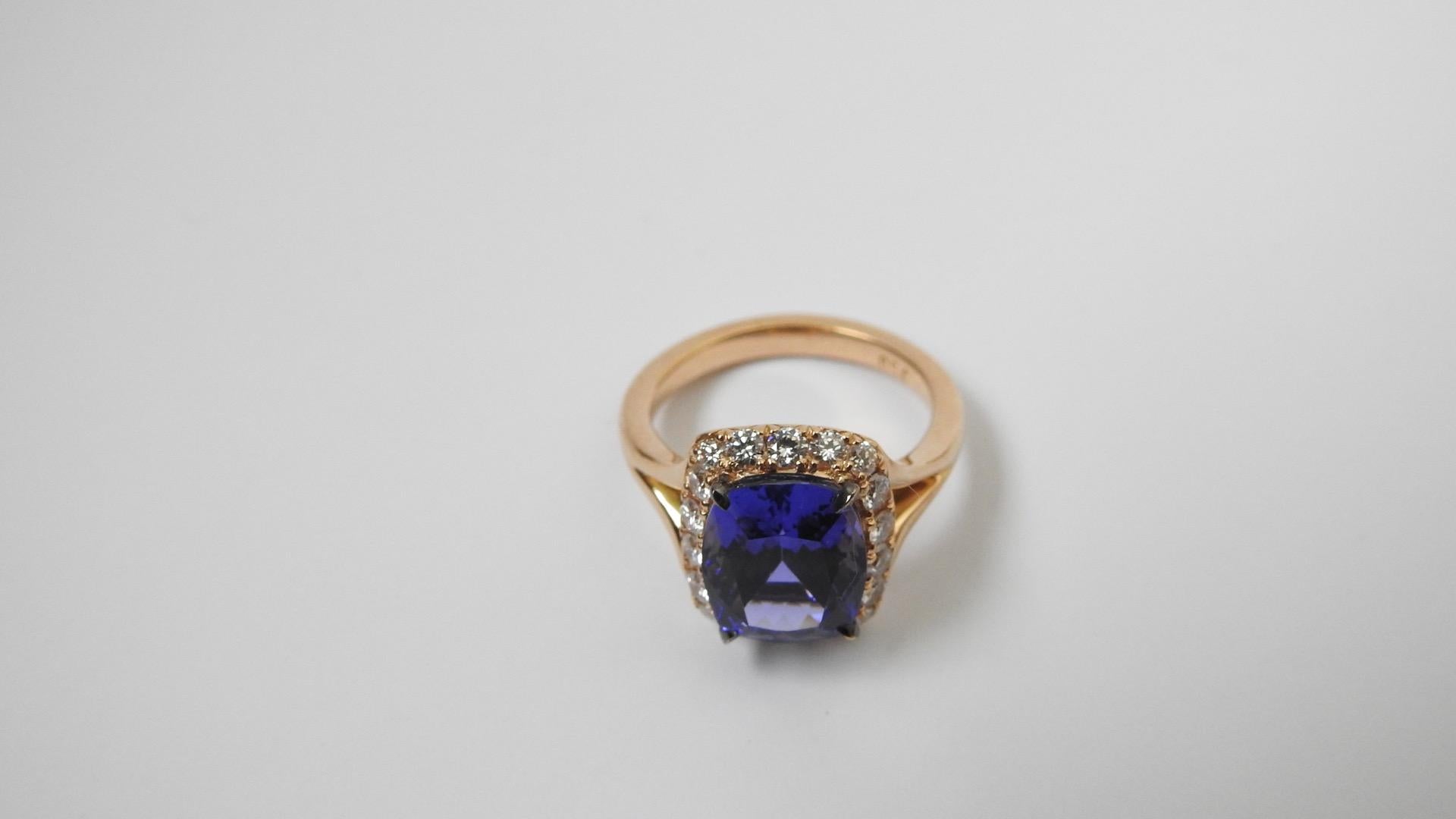 Women's 18K Rose Gold, Tanzanite and Diamonds Engagement Ring , by Frederique Berman