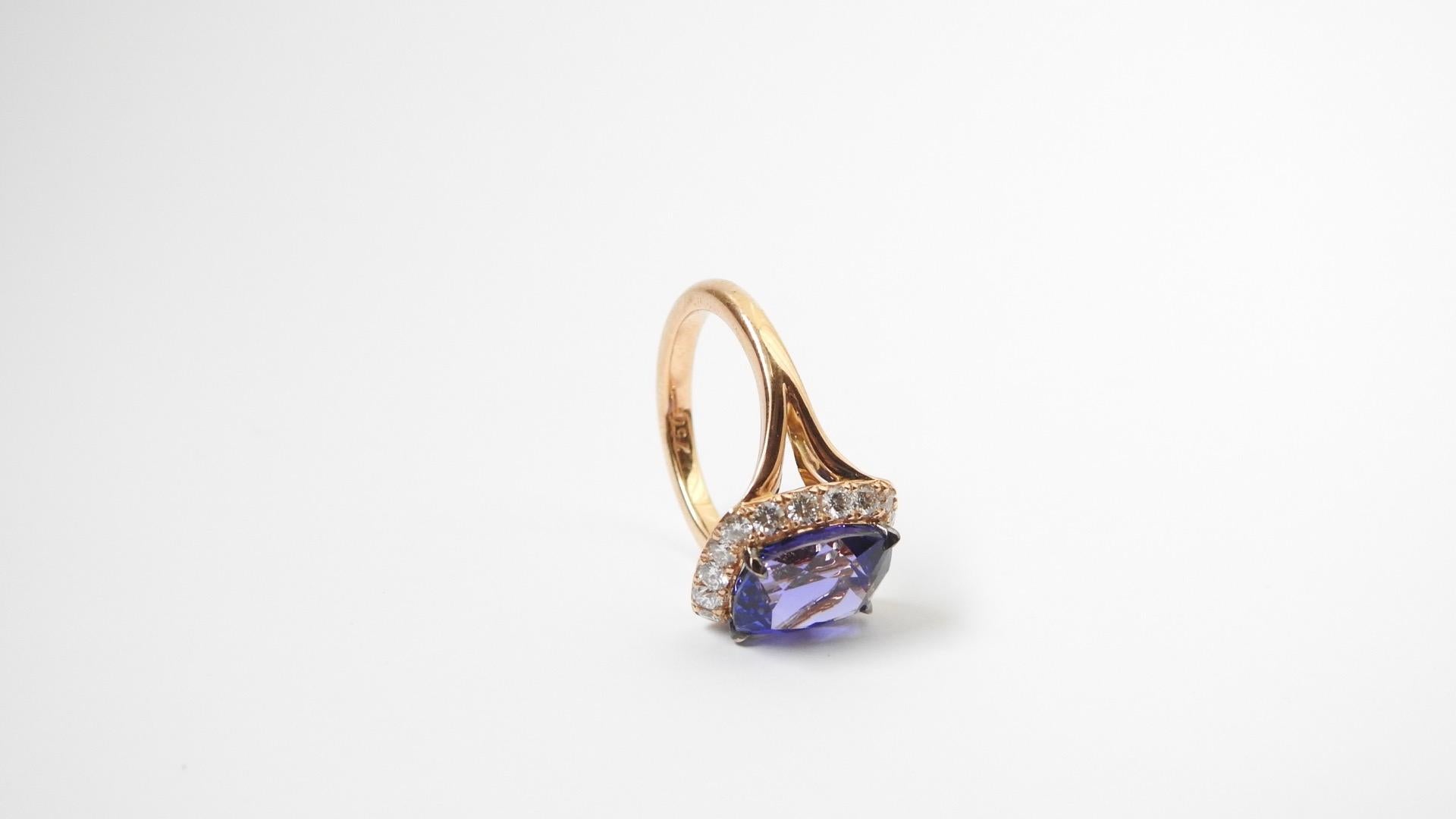 18K Rose Gold, Tanzanite and Diamonds Engagement Ring , by Frederique Berman 1