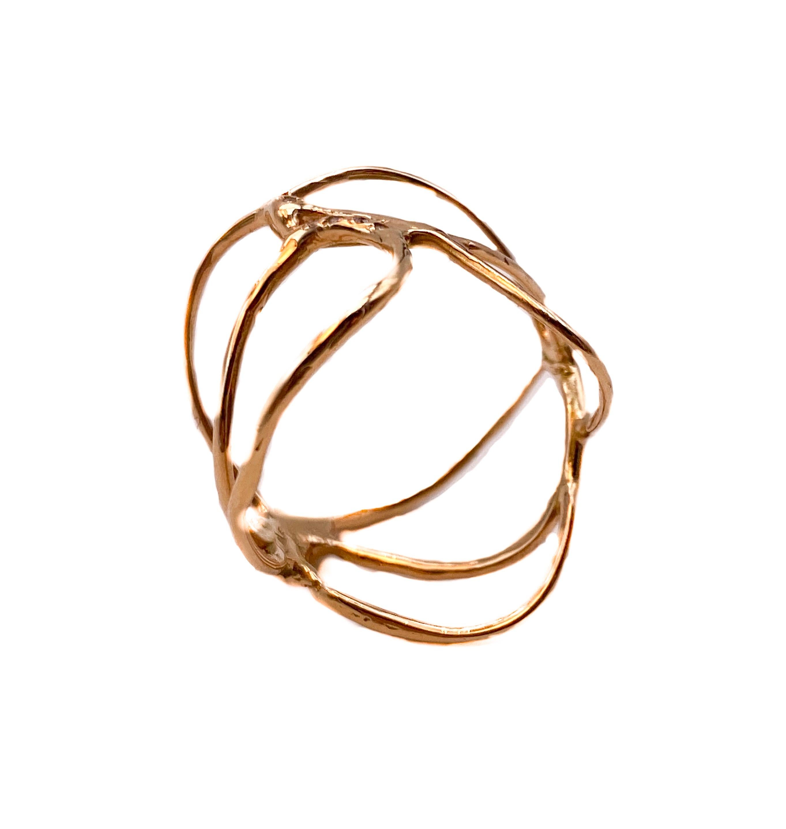 18K Rose Gold Tatoo Ring With Diamonds Ct 0.125. A Very Light Ring , Can Be Simila A Gold Tatoo On Hand