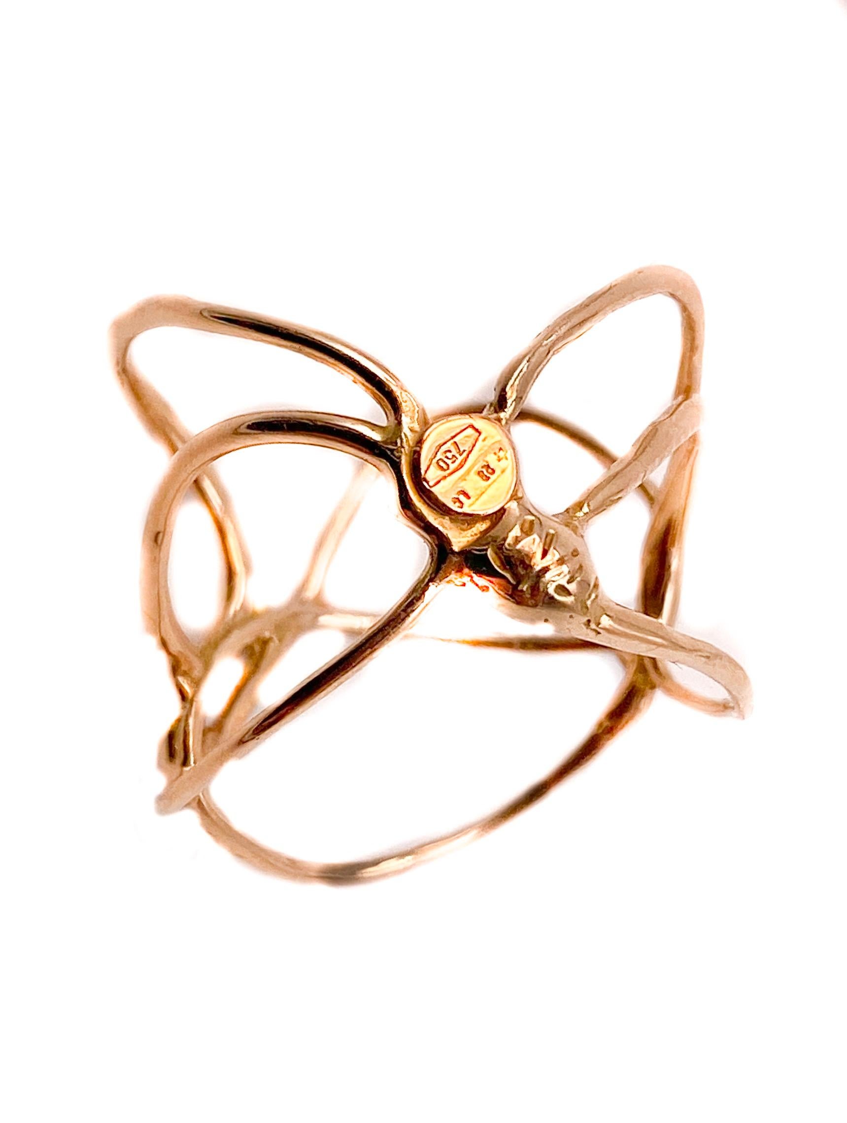 Contemporary 18 Karat Rose Gold Tatoo Ring with Diamonds