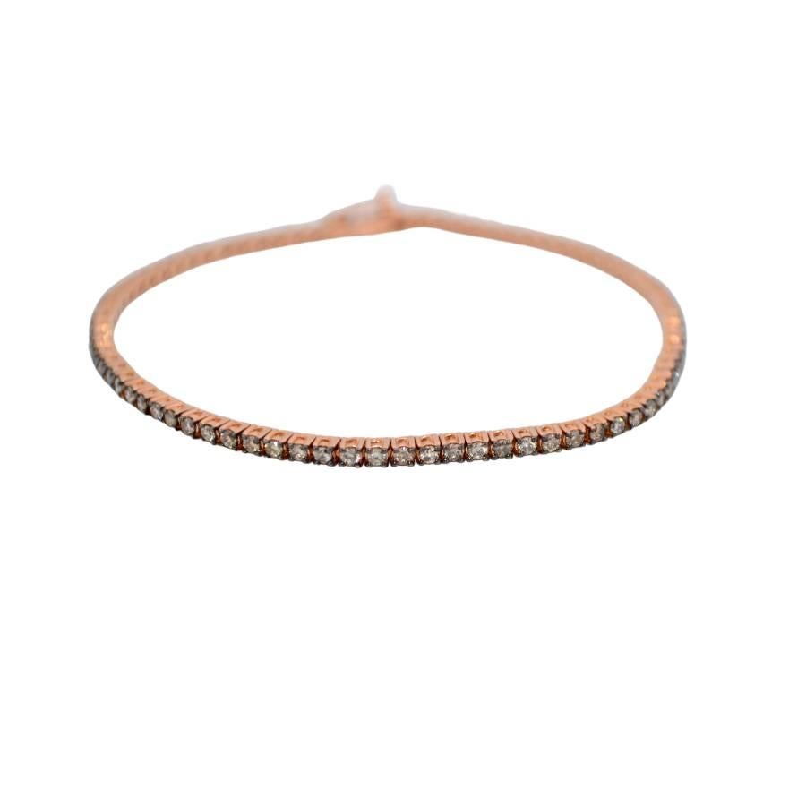 Taille brillant Bracelet tennis en or rose 18 carats avec diamants naturels en vente
