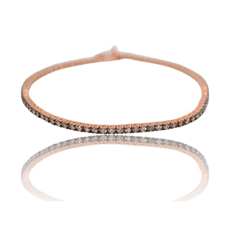 Bracelet tennis en or rose 18 carats avec diamants naturels Unisexe en vente