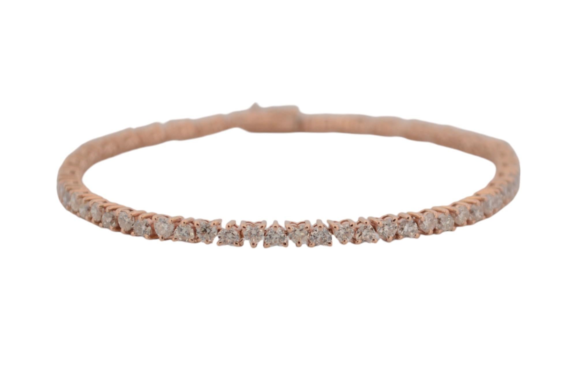 Pulsera de tenis de oro rosa de 18 quilates con diamantes naturales_116229 en Excelente estado para la venta en București, București
