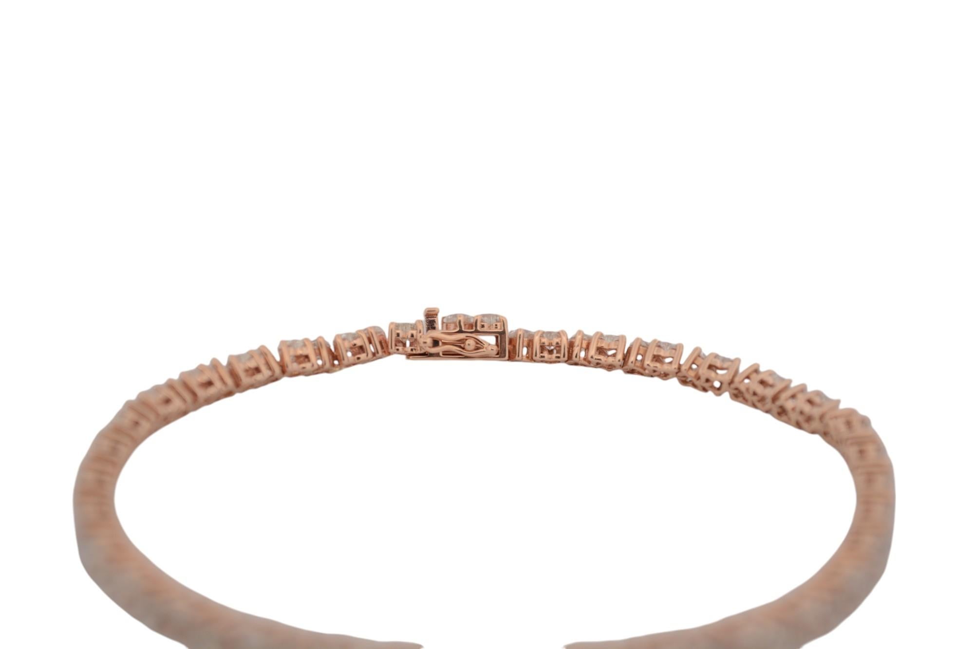 De las mujeres Pulsera de tenis de oro rosa de 18 quilates con diamantes naturales_116229 en venta