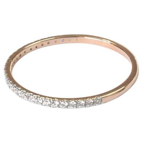 18k Rose Gold Thin Diamond Half Eternity Ring Stackable Diamond Ring