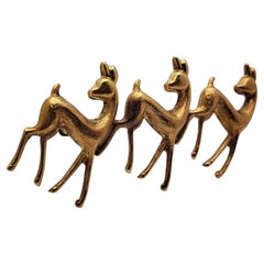 18K Rose Gold Three Deer Brooch Pin