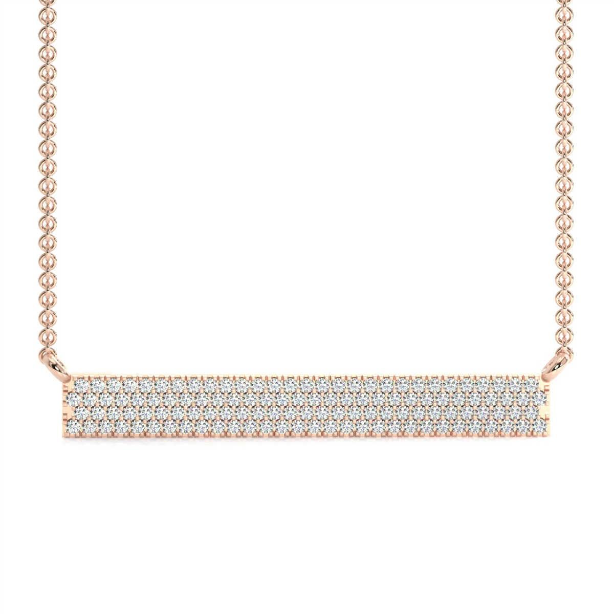 Round Cut 18 Karat Rose Gold Three-Row Bar Diamond Necklace '1/4 Carat' For Sale