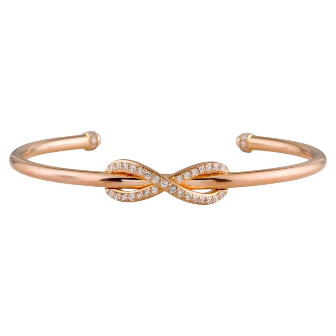 18K Rose Gold Tiffany & Co. Diamond Infinity Cuff Bracelet F / VVS2 For Sale