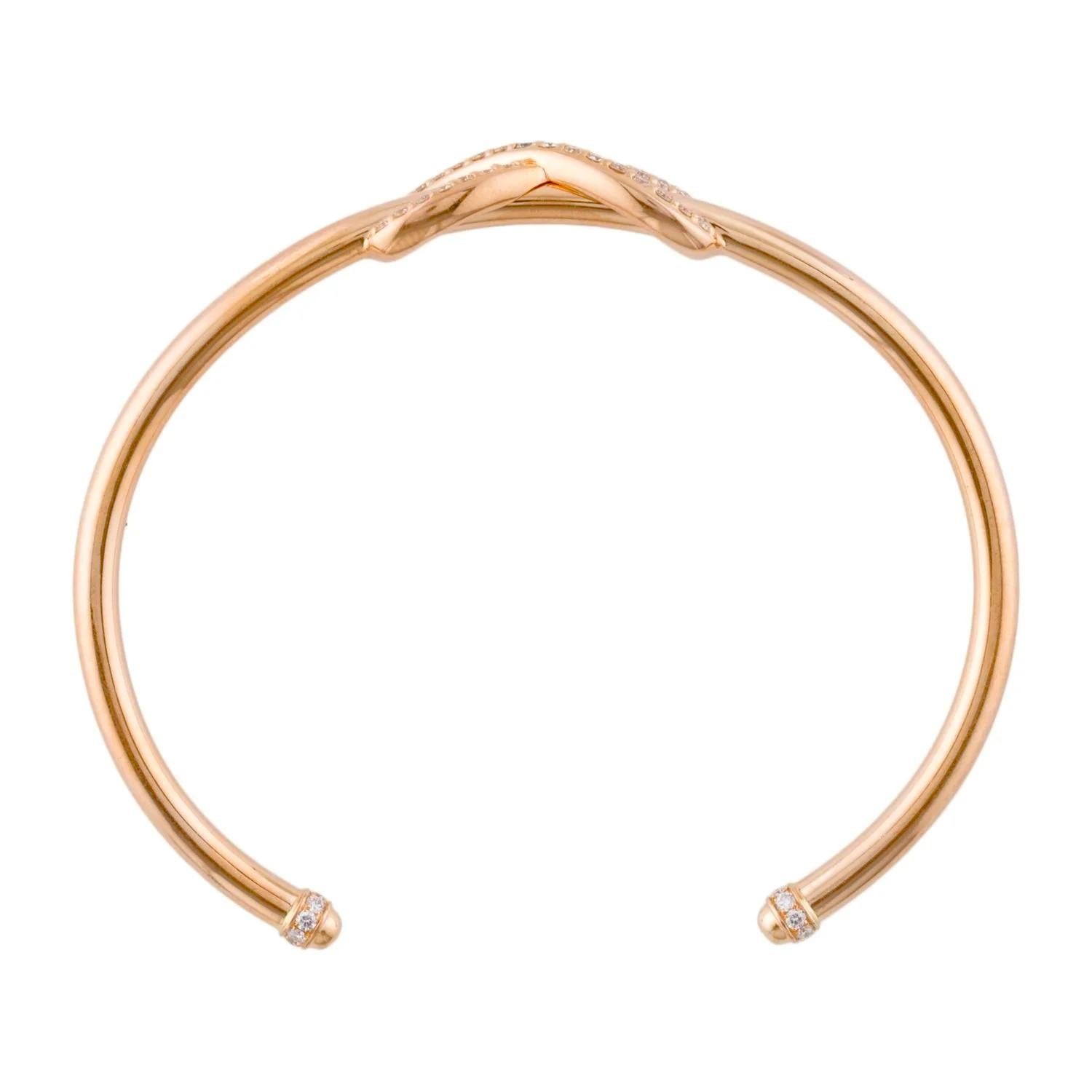 18K Rose Gold Tiffany & Co. Diamond Infinity Cuff Bracelet 