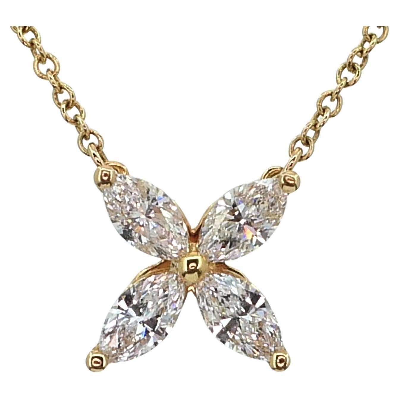 18k Rose Gold Tiffany & Co. Natural Diamond Victoria Medium Necklace i15020 For Sale