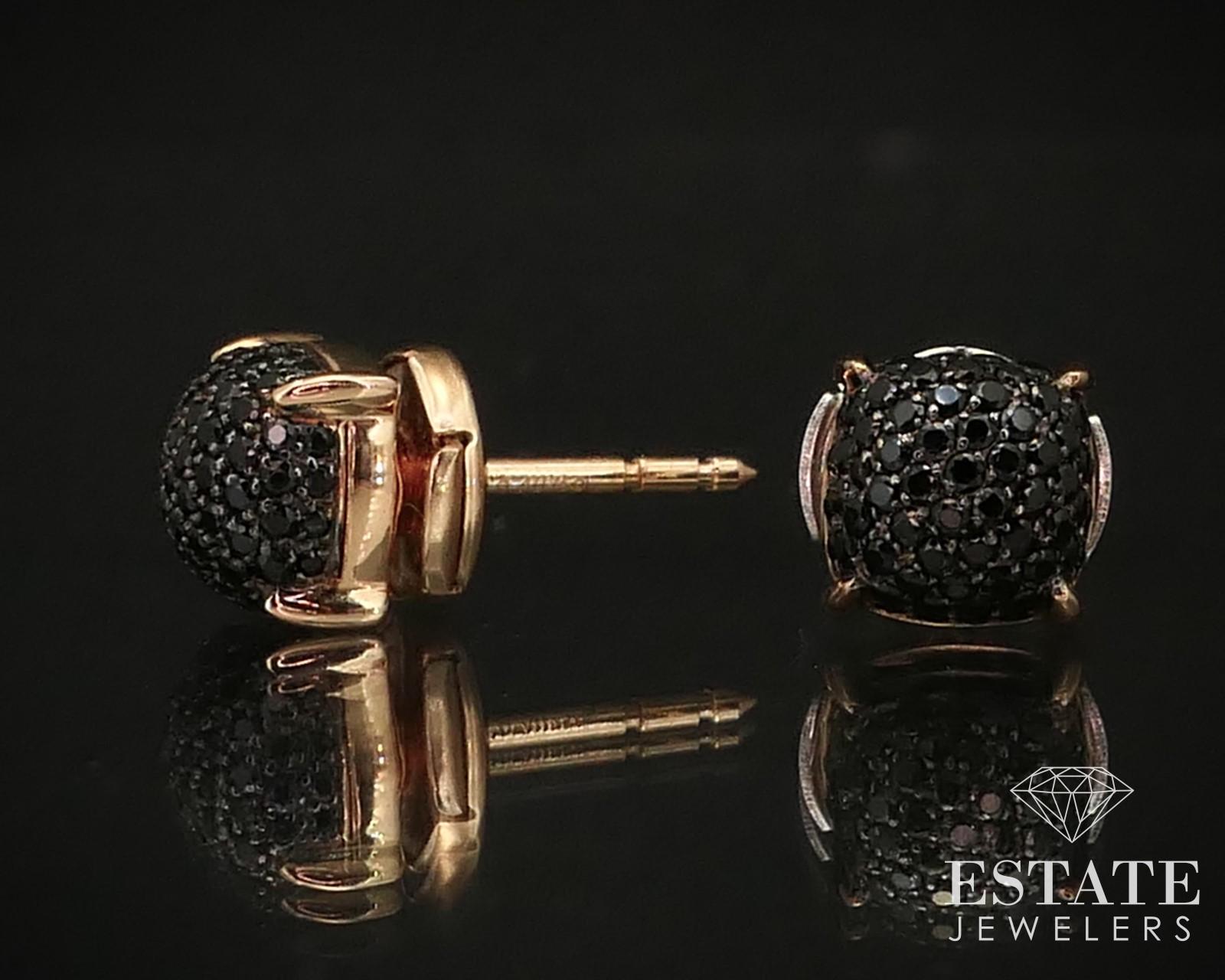 Stunning Tiffany earrings with the pave set black spinel gems from Paloma Picasso and her Sugar Stacks line. 7mm wide. stamped 750 T & Co. mismatched clips