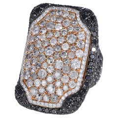 Anello Tile in oro rosa 18K con diamanti neri, bianchi e grigi