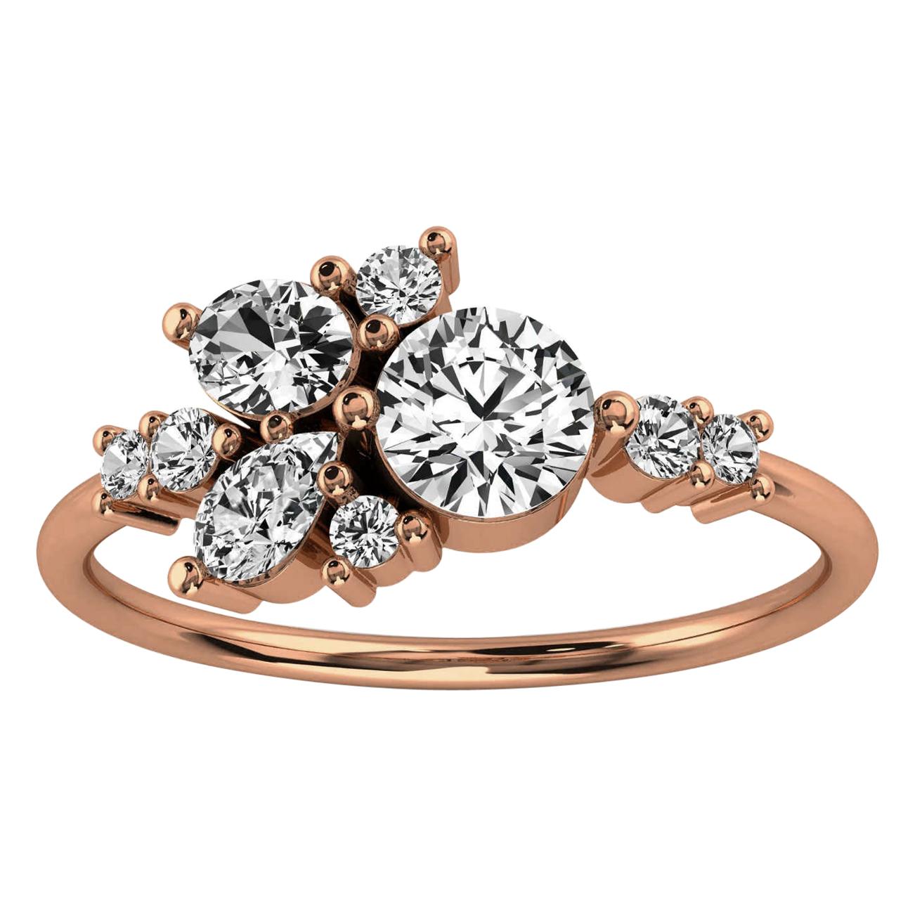 18K Rose Gold Tima Delicate Scattered Organic Design Diamond Ring '3/4 Ct. tw' For Sale