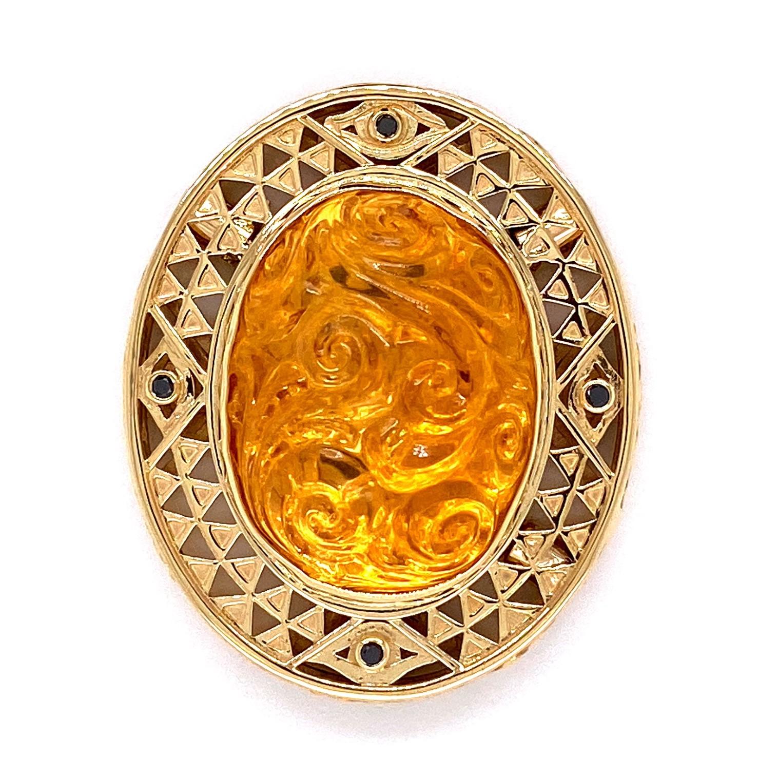 Taille ovale Bracelet en or rose 18 carats avec tourmaline et fermoir Klimt en citrine 18 carats en vente
