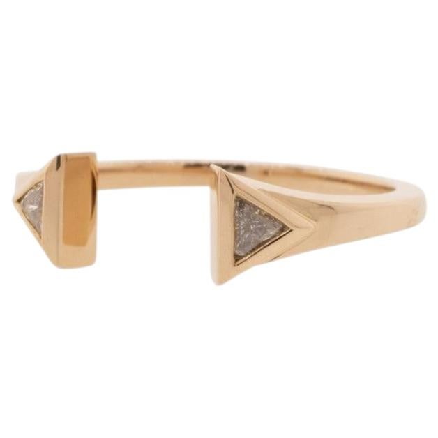 18K Rose Gold Trillion-Cut Diamond Cuff Ring For Sale