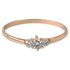 18k Rose Gold Triple Stone Ring Diamond Trio Ring Engagement Ring