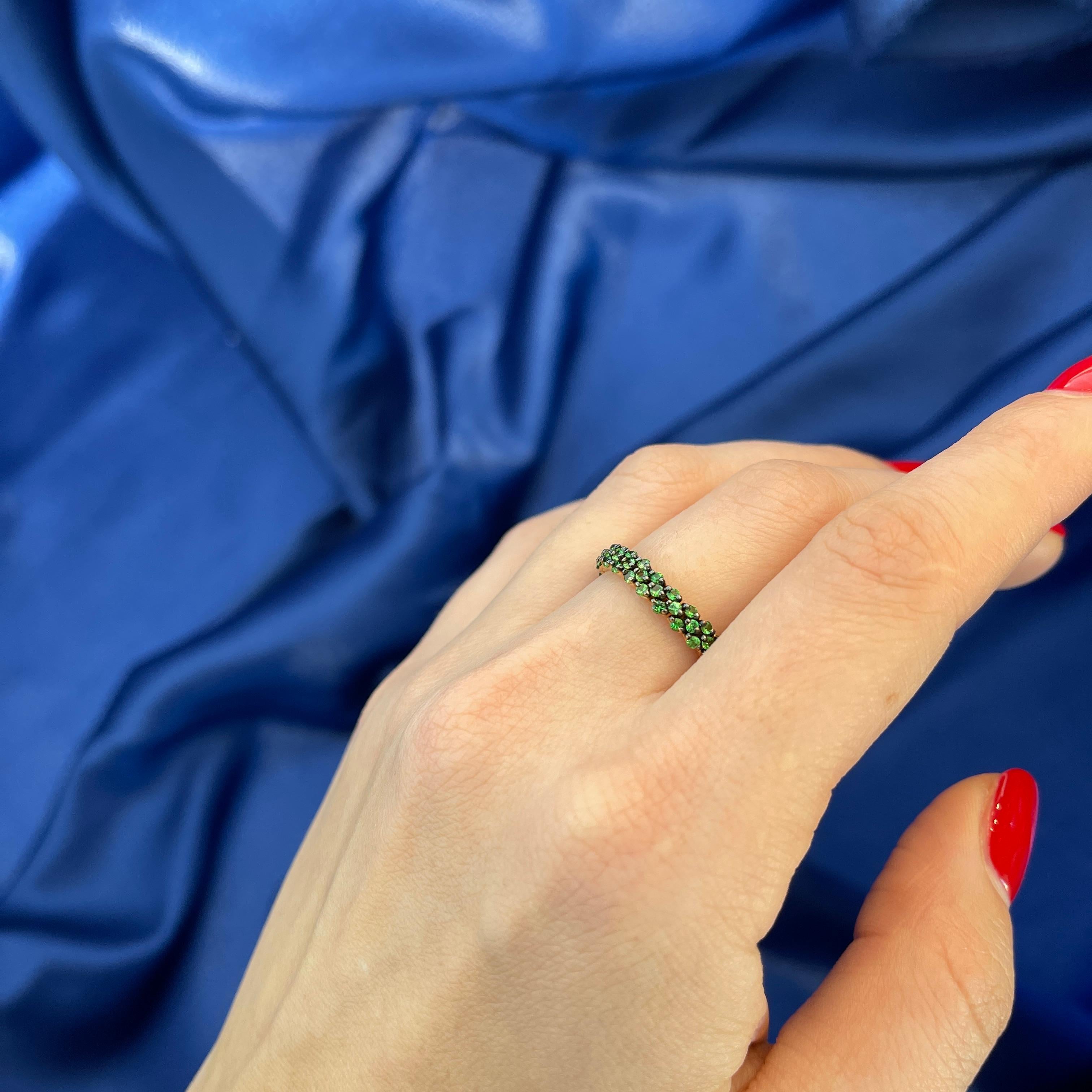18K Rose Gold Tsavorite Garnet Eternity Band Ring For Sale 1