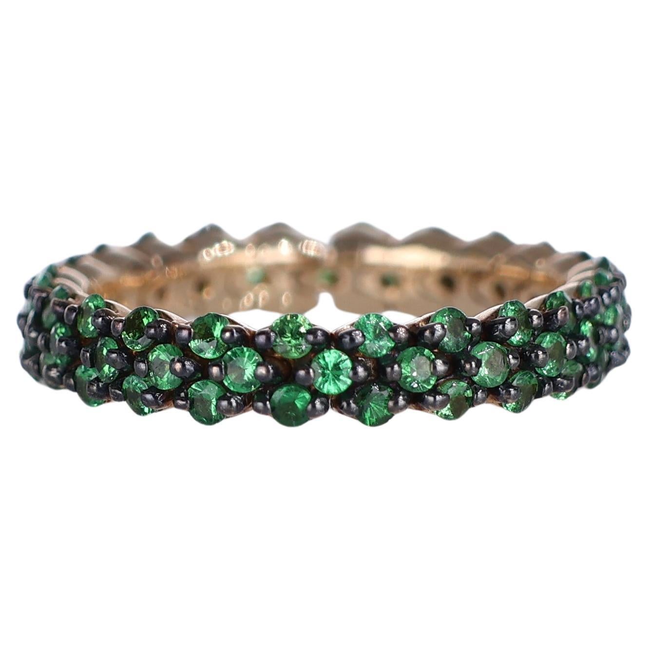 18K Rose Gold Tsavorite Garnet Eternity Band Ring