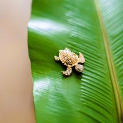 18K Rose Gold Turtle Mixed Colored Diamond Brooch