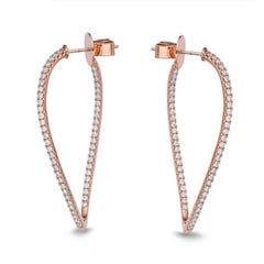 18k Rose Gold Twist Hoop Diamond Earring