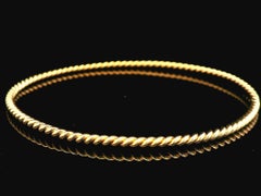 18k Rose Gold Twisted Cable Slip On Classic Stackable Bangle Bracelet