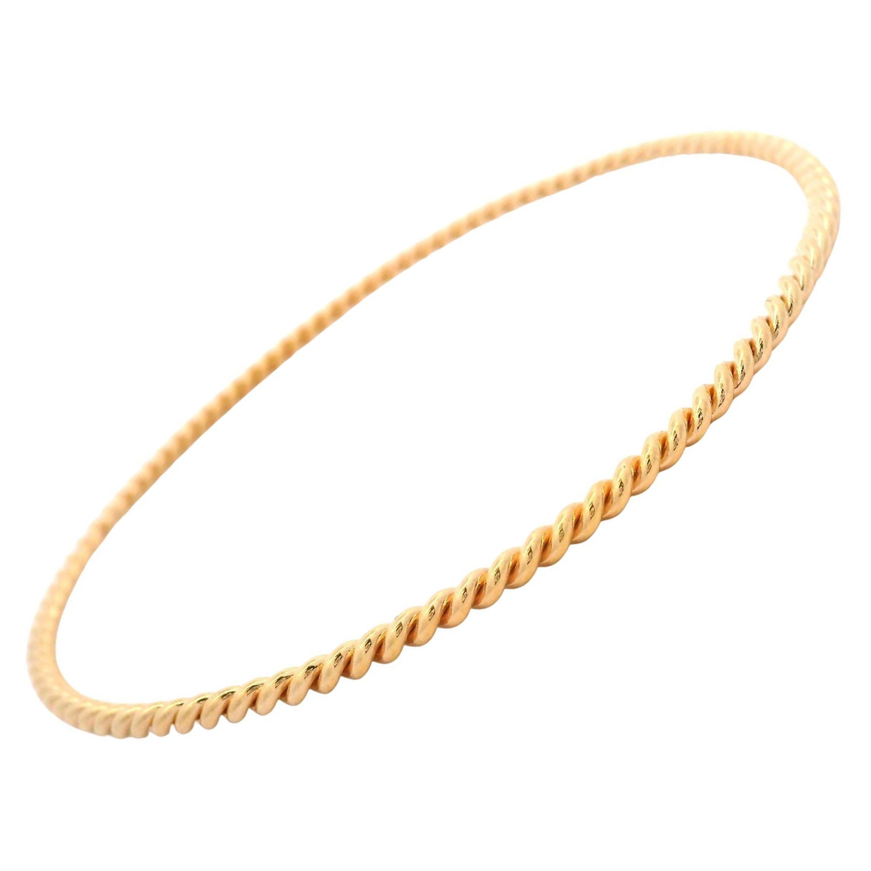 18k Rose Gold Twisted Cable Slip On Classic Stackable Bangle Bracelet