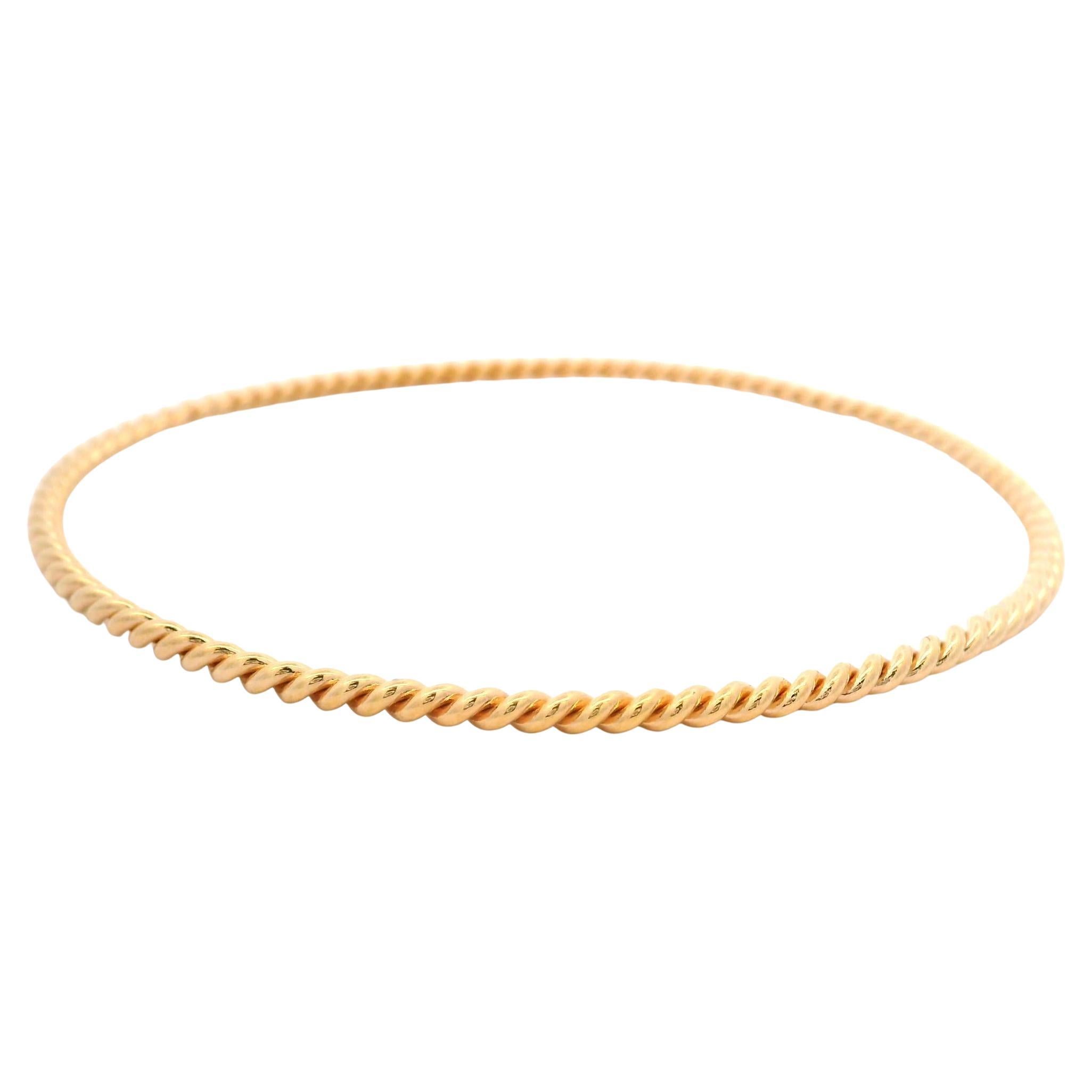 18k Rose Gold Twisted Cable Slip On Classic Stackable Bangle Bracelet