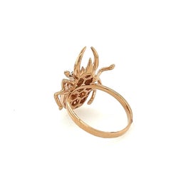 18K Rose Gold Unicorn Beetle Orange Sapphire Ring with Diamonds