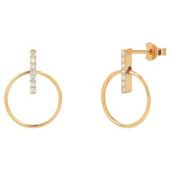 18k Rose Gold Unique Diamond Earrings Diamond Bar Earrings