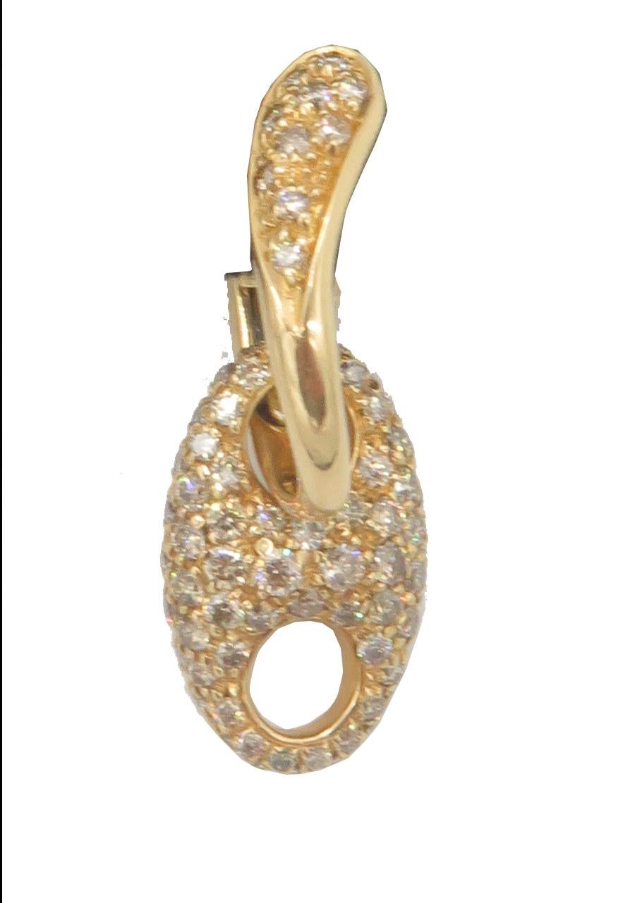 Taille ronde Boucles d'oreilles pendantes en or rose 18 carats avec diamants Valente Collection 