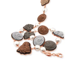 18 Karat Rose Gold Vermeil Greek Medusa Cameo Necklace