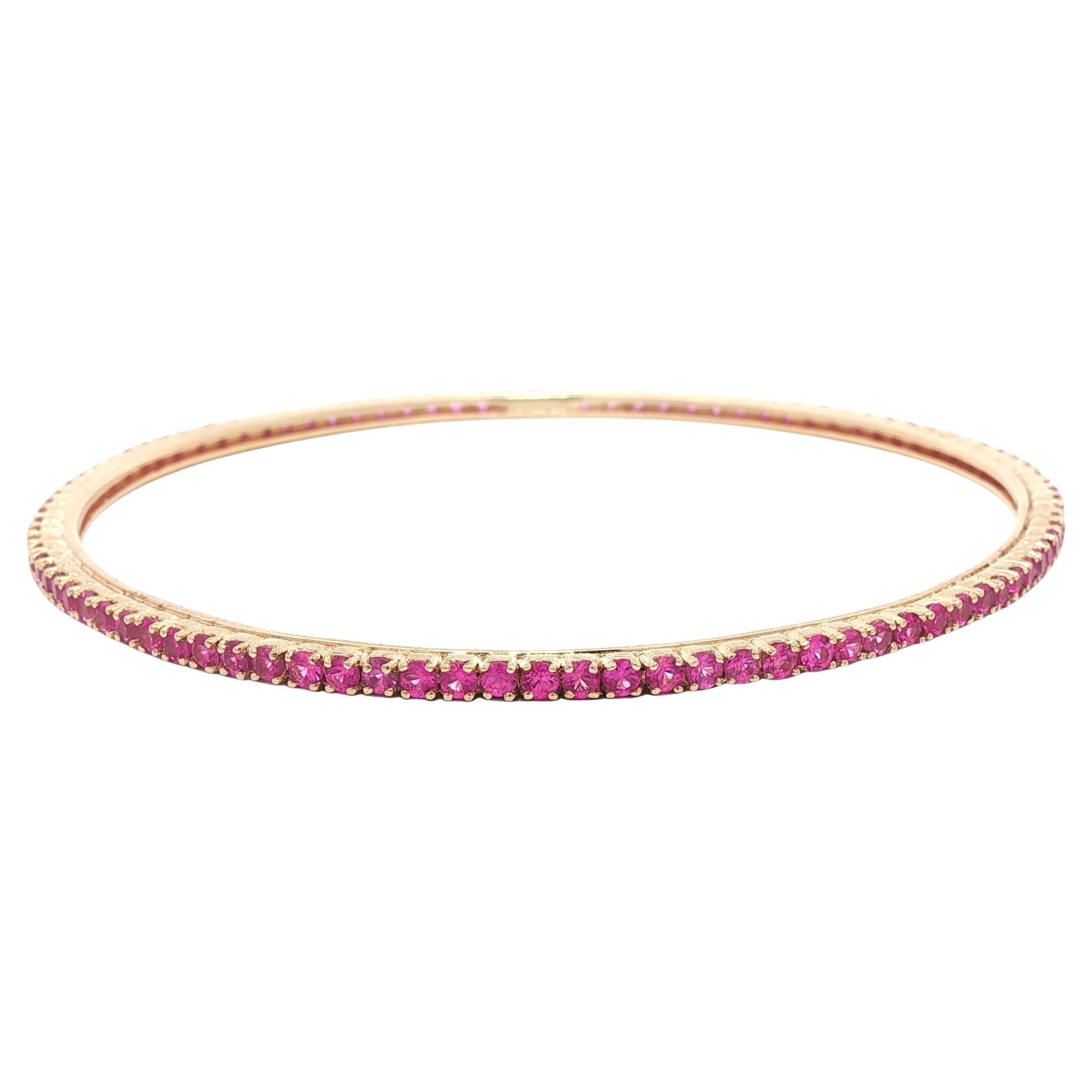 Bracciale Eternity Tennis con zaffiro rosa vivo in oro rosa 18 carati