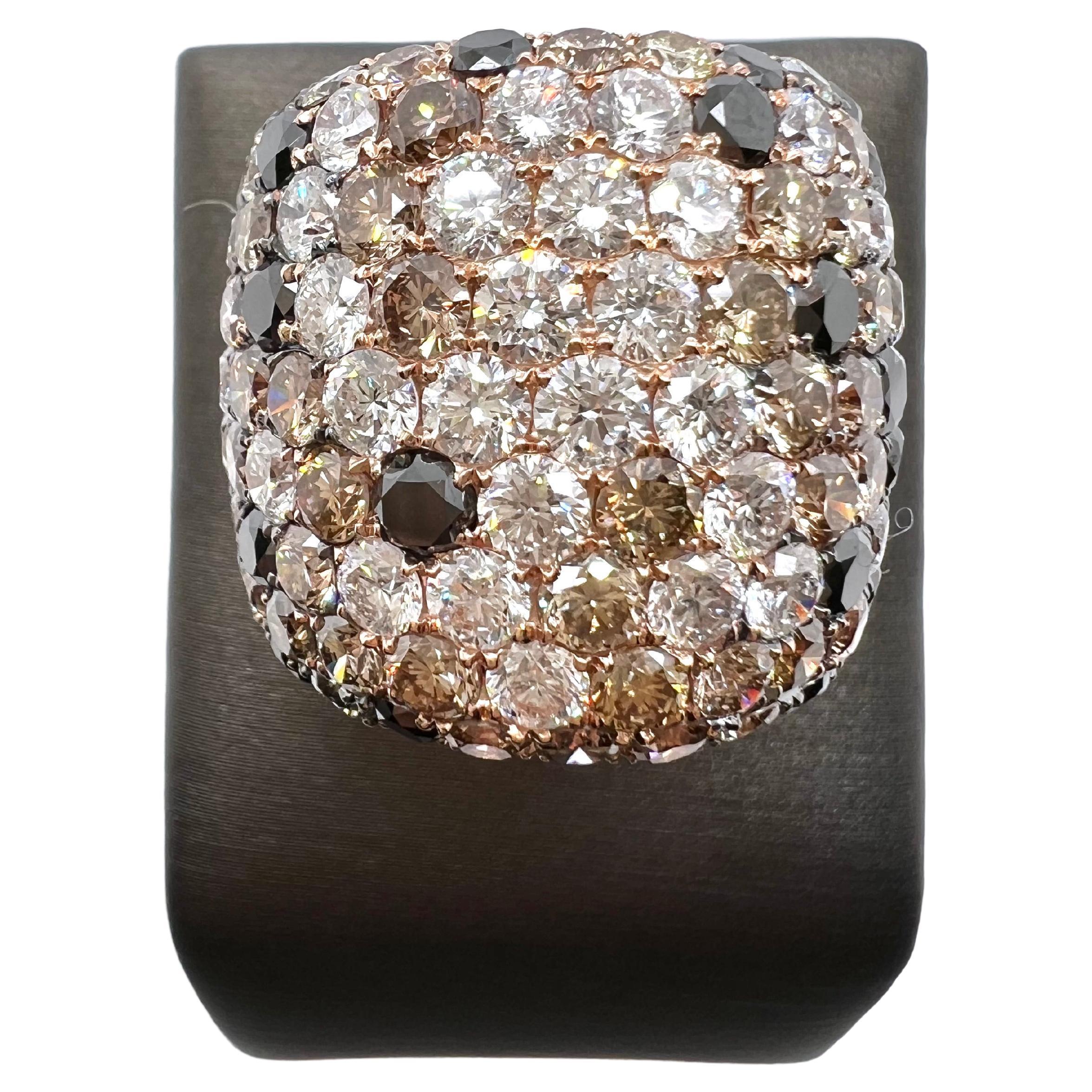 Brilliant Cut 18k Rose Gold Volcano Diamond Ring For Sale