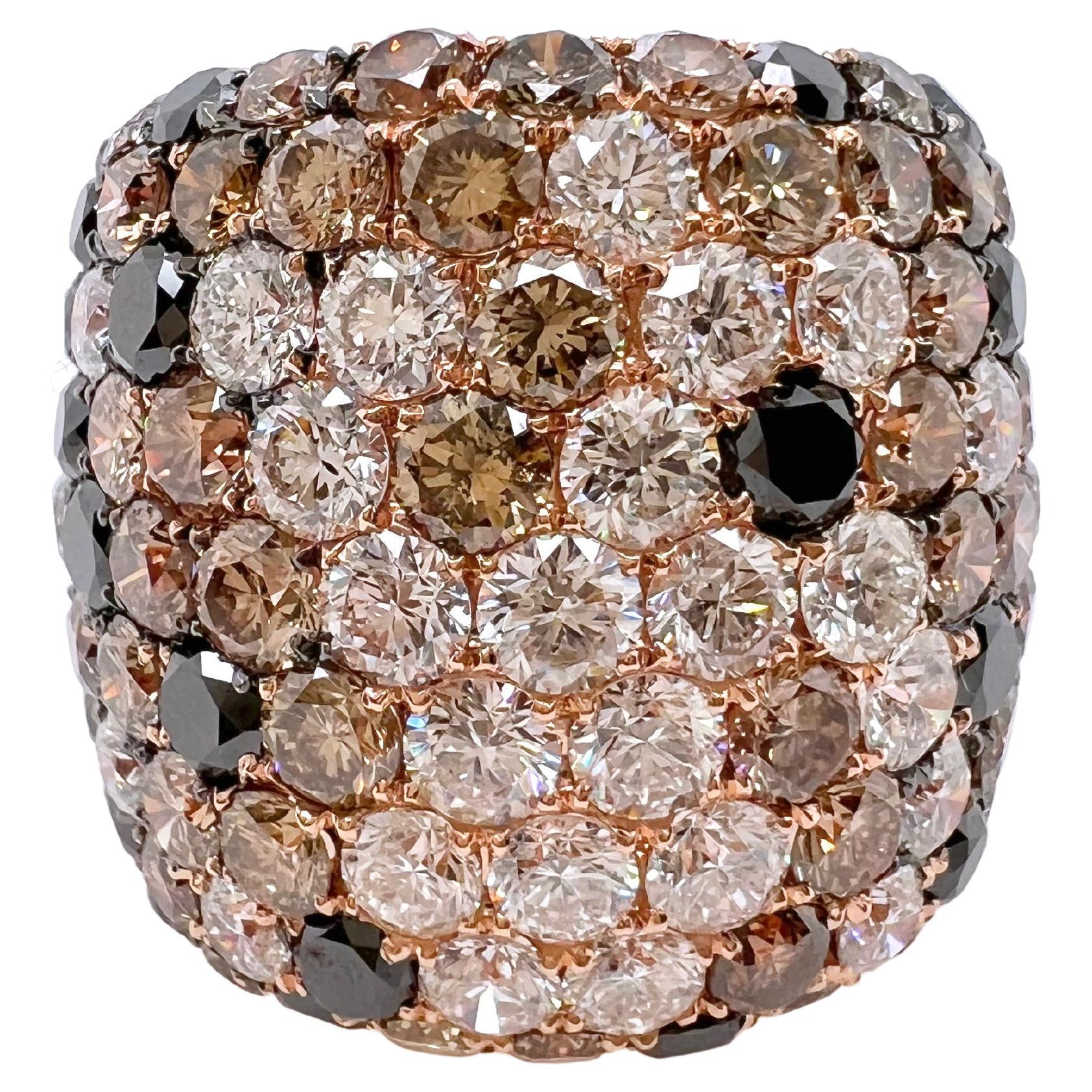 18k Rose Gold Volcano Diamond Ring For Sale