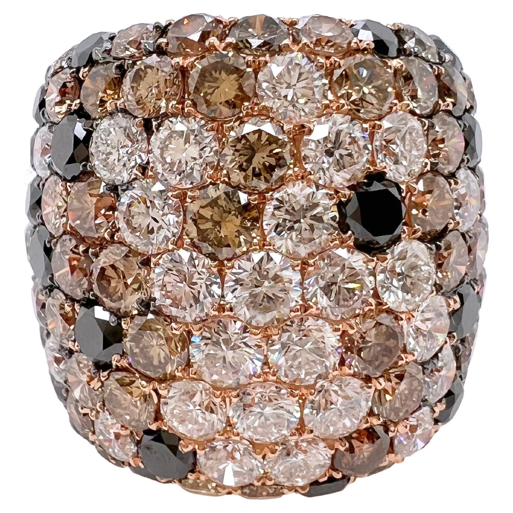 Anillo Volcán de Diamantes de Oro Rosa de 18k