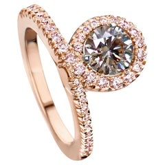 18K Rose Gold VVS Brown and Fancy Pink Diamond Stacking Entourage Ring