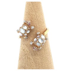 18K Rose Gold White Shell & Fancy Diamond Tortoise Ring