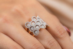 Bague à large bande en or rose 18 carats pour femmes