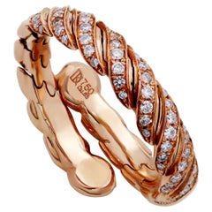 18k Rose Gold Τwisted Ring with Diamonds