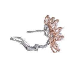 18K Rose Gold with 6.90 Carat Pink and White Diamond Cluster Earrings