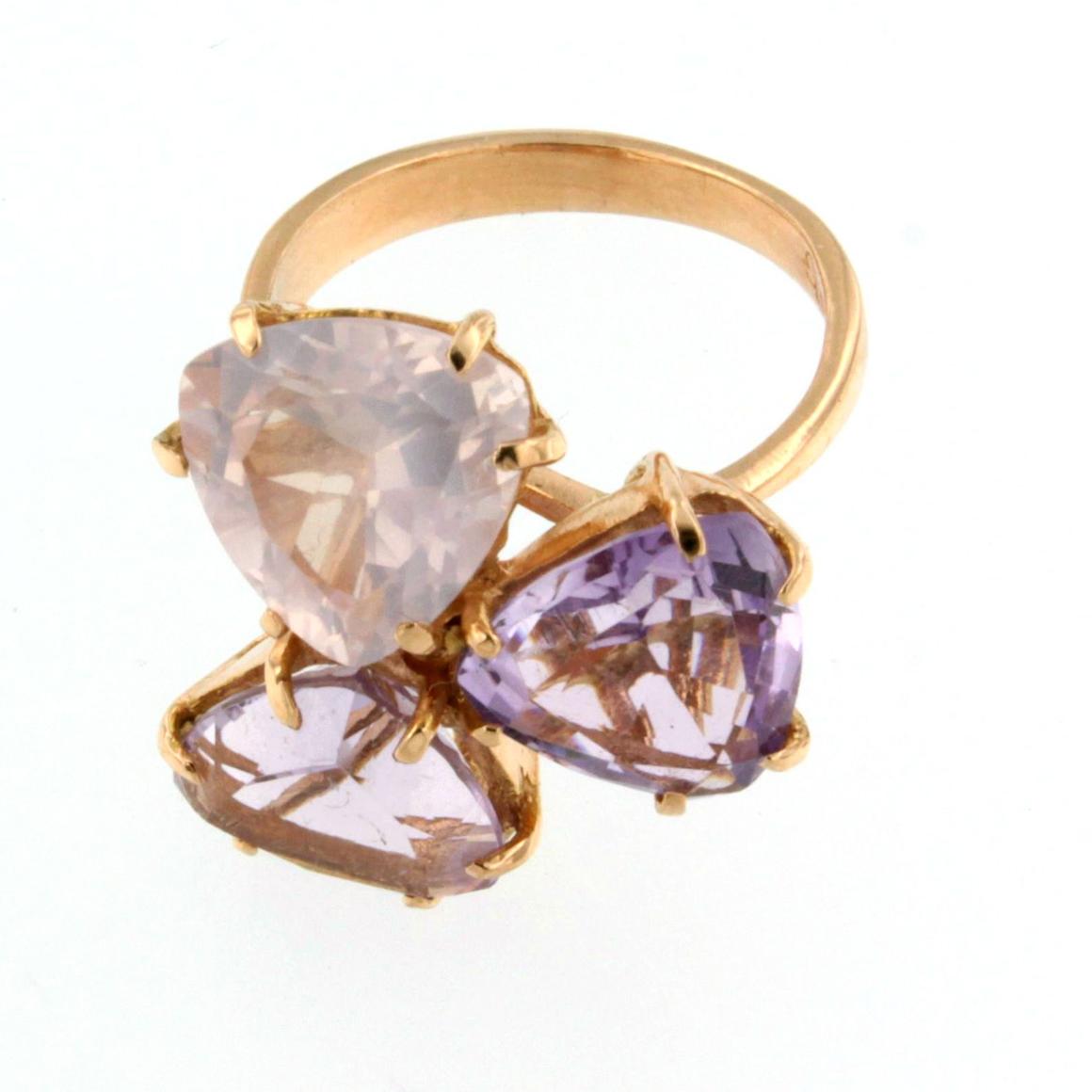 rose quartz and amethyst ring