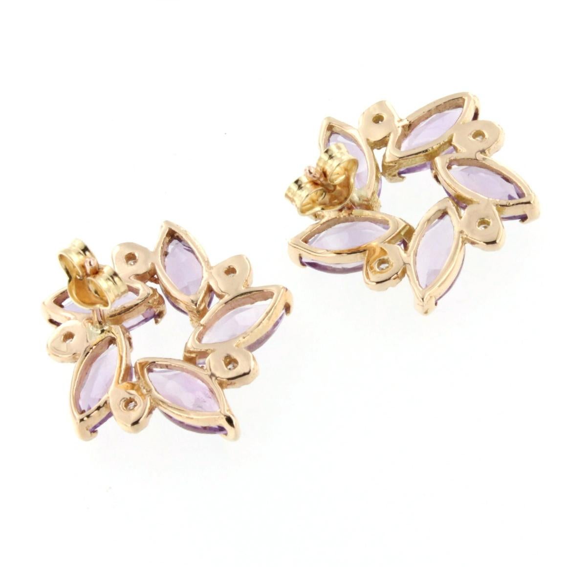 Boucles d'oreilles en or rose 18 carats avec améthyste et diamants blancs Neuf - En vente à GALLARATE, IT