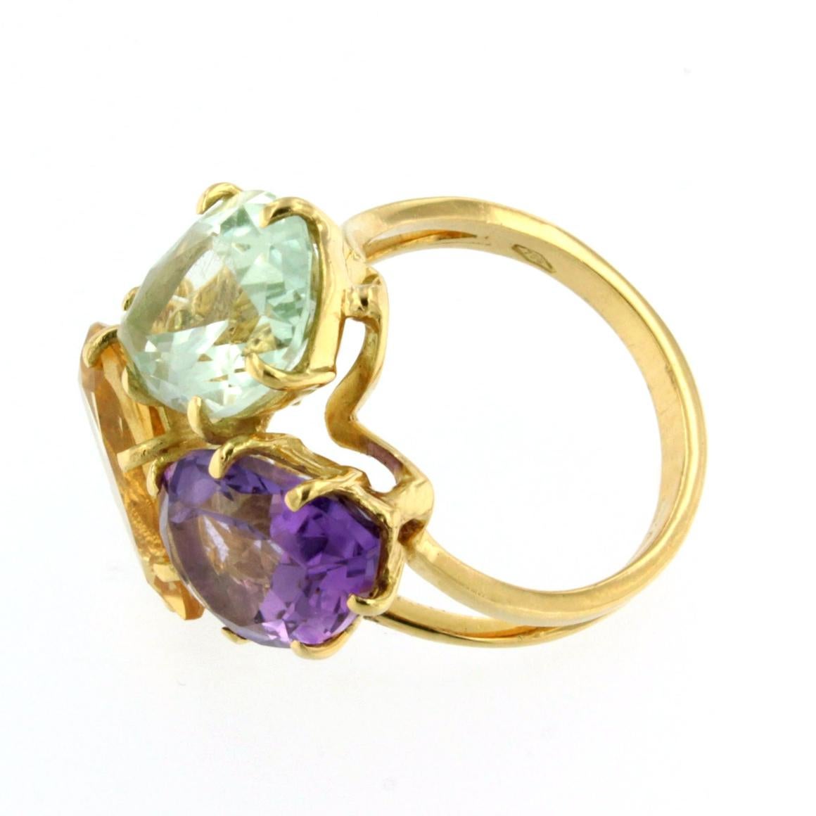 Ring aus 18 Karat Roségold mit Amethyst, Citrin und Prasiolith im Zustand „Neu“ im Angebot in GALLARATE, IT