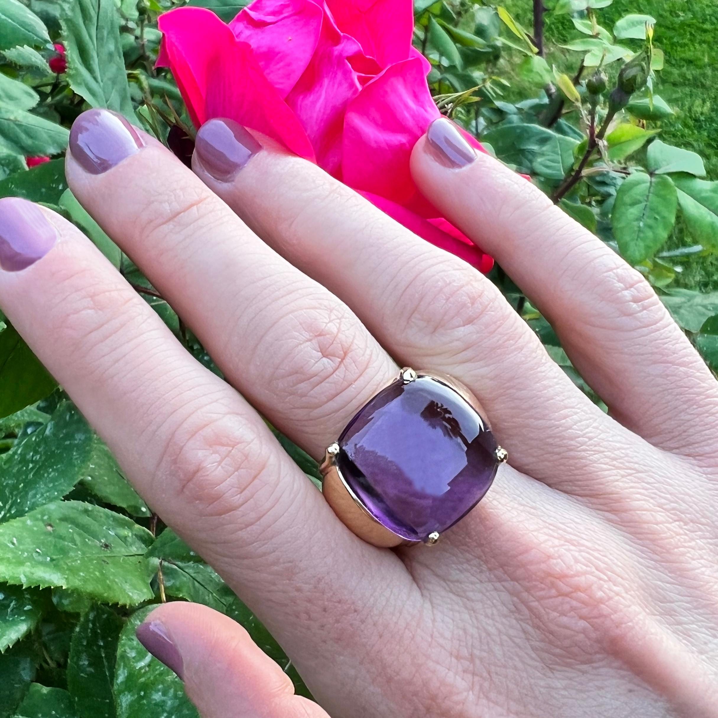 Modern 18k Rose Gold with Amethyst Ring For Sale