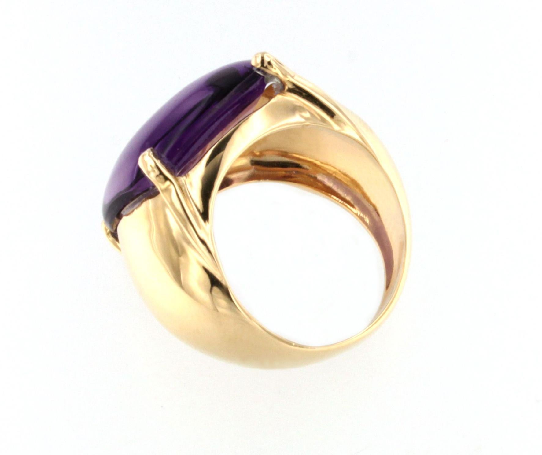 Square Cut 18k Rose Gold with Amethyst Ring For Sale
