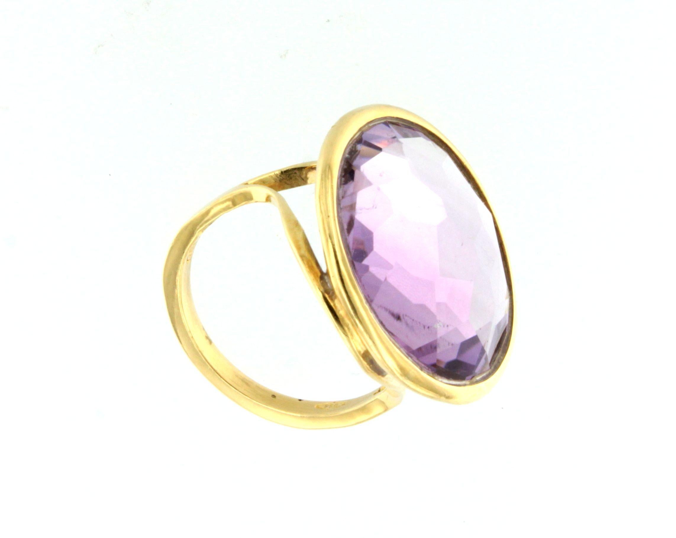 Modern 18k Rose Gold with Amethyst Ring For Sale