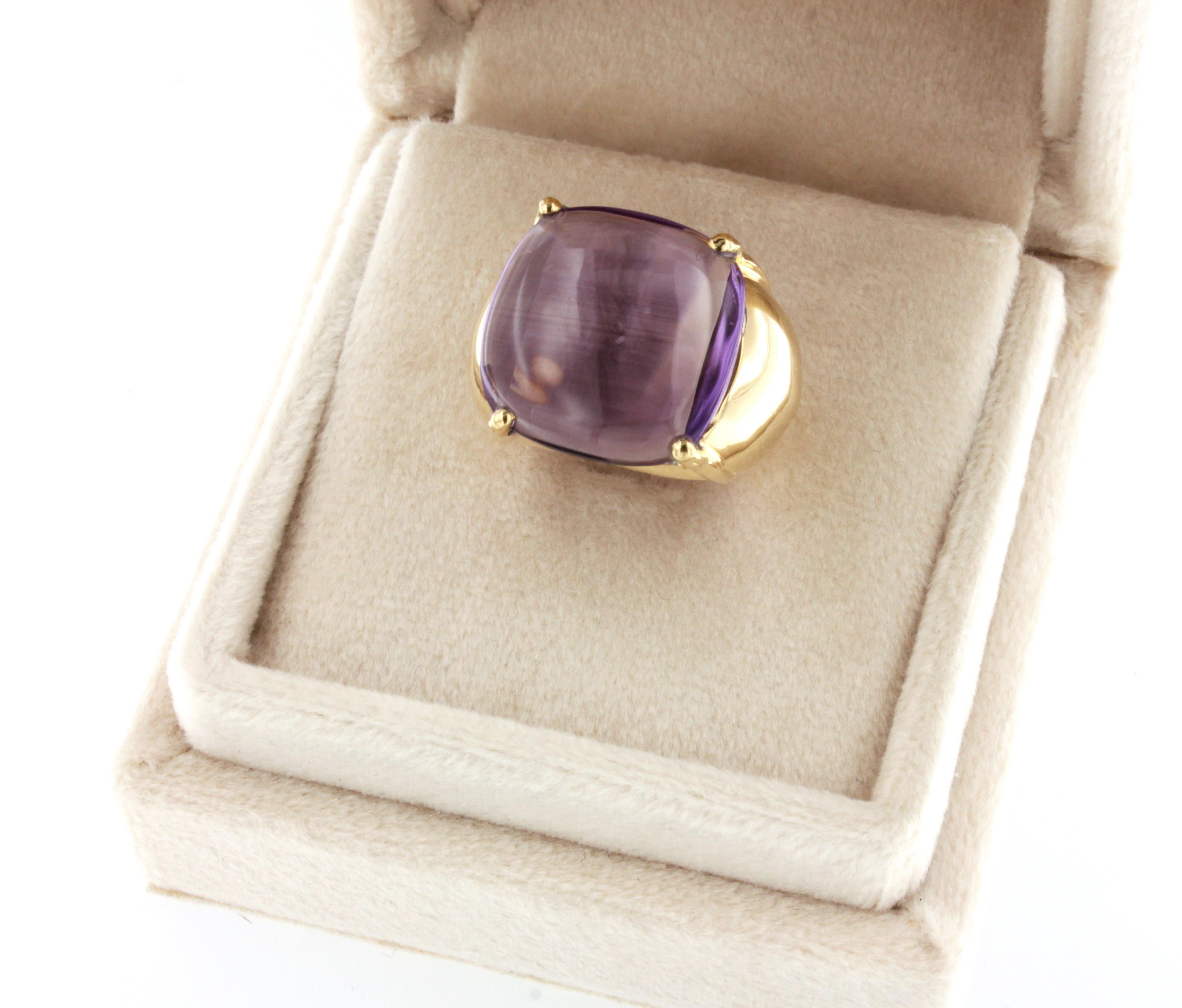 18k Rose Gold with Amethyst Ring In New Condition For Sale In GALLARATE, IT