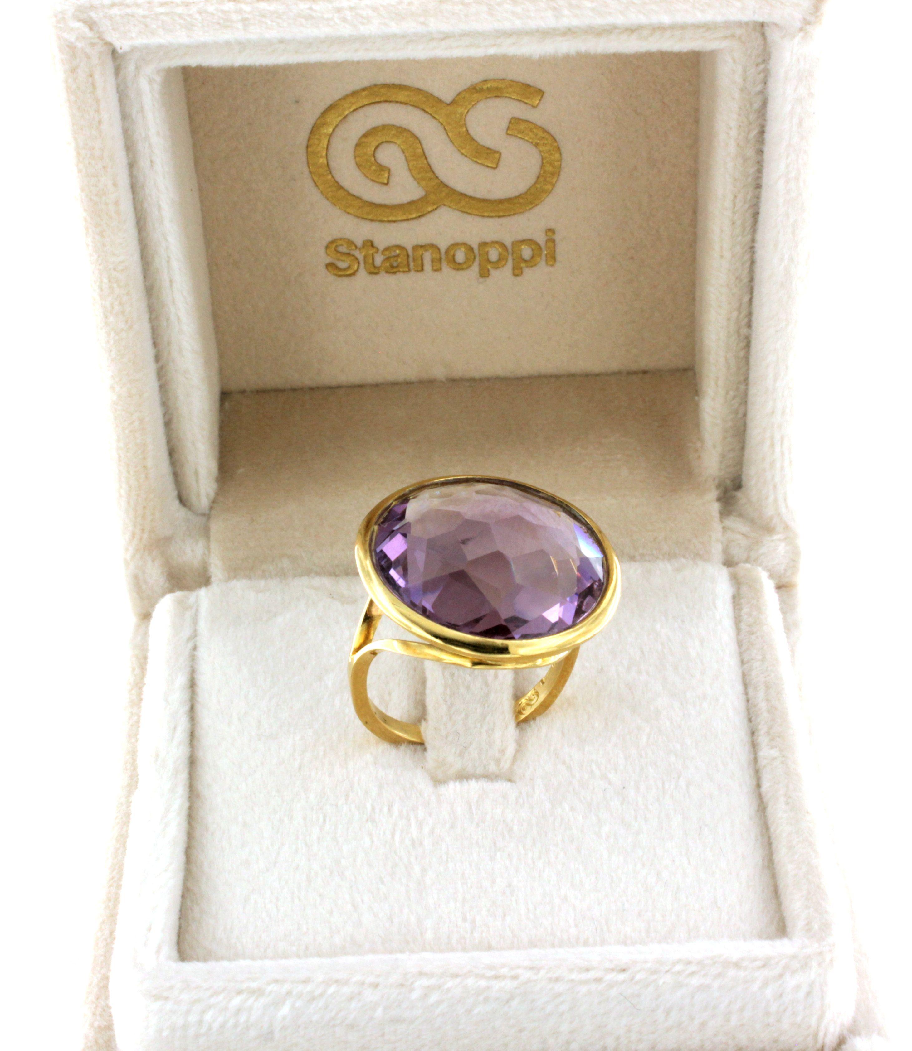 Round Cut 18k Rose Gold with Amethyst Ring For Sale